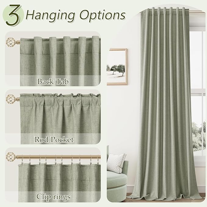 Sage Green 100% Blackout Curtains 40 Inch Wide by 90 Inch - Image 6
