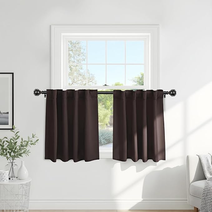 Pony Dance Short Curtains for Bathroom Window, Small Half Drapes for Kitchen by PONYDANCE
