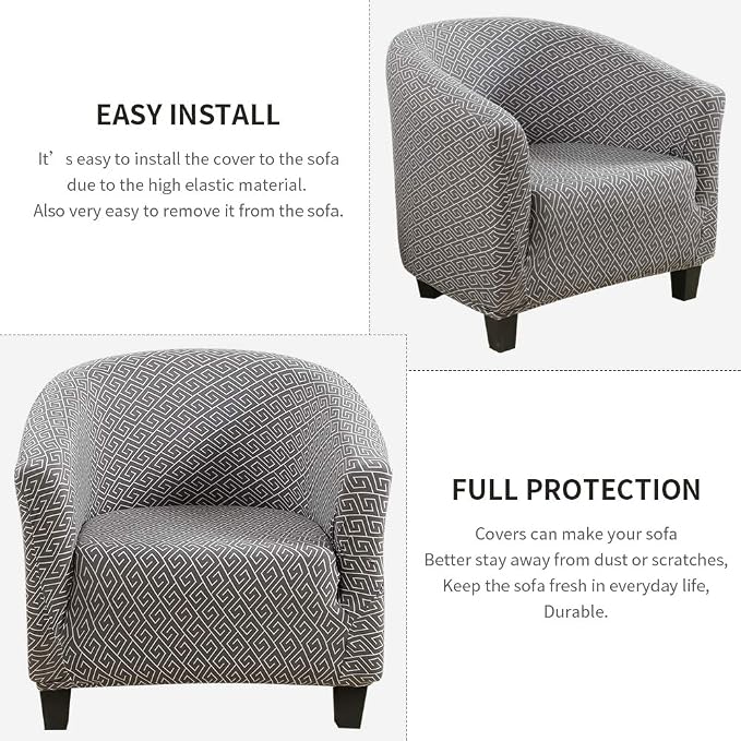 SearchI Club Chair Slipcover Stretch Barrel Chair Covers Printed Tub Chair - Image 6