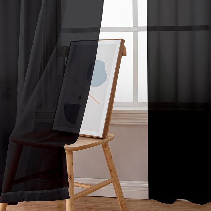 Aiyufeng Voile Sheer Black Curtains - Image 6