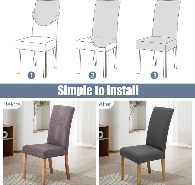 BIETYONE Stretch Dining Chair Covers Set of 4, Soft Removable Washable Kitchen - Image 4