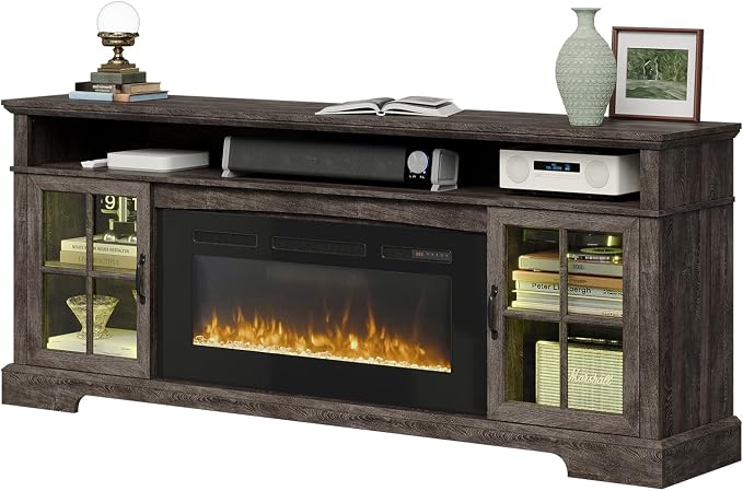 70" Fireplace TV Stand, Modern Entertainment Center - Image 9