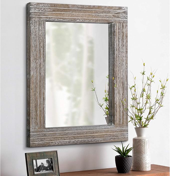 Mirrors for Wall Rustic Wooden Frame Rectangle Mirror Vintage Hanging Mirror by HLFMVWE