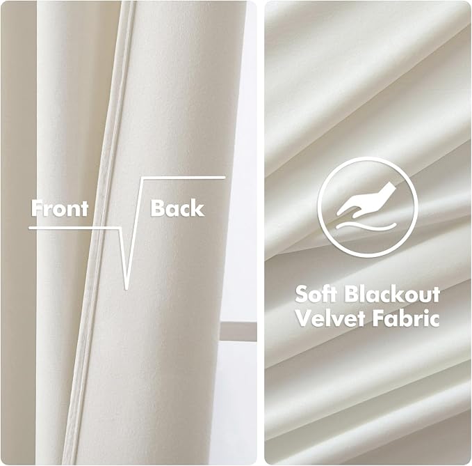 MIULEE Velvet Off White Elegant Grommet Curtains - Image 3