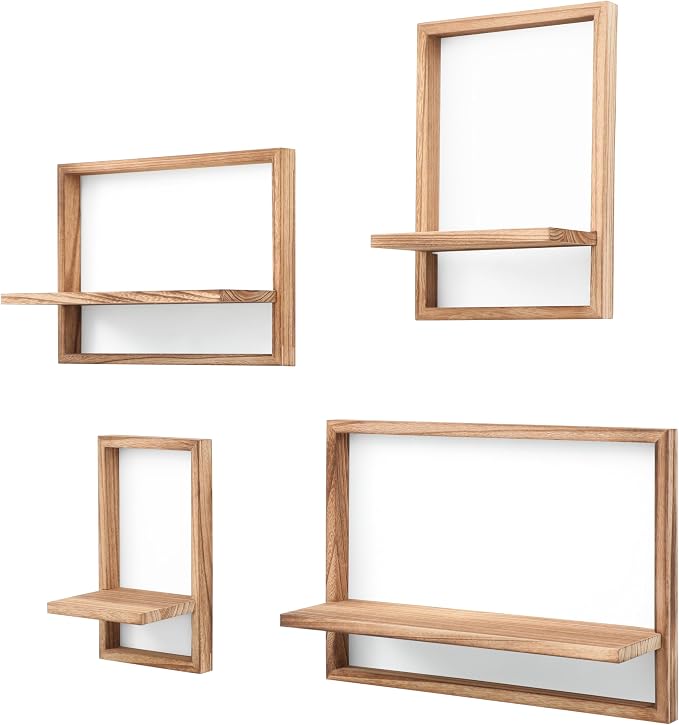 PHOENANCEE Square Floating Shelves, Framed Wall Shelf Decorative Set of 4 - Image 8