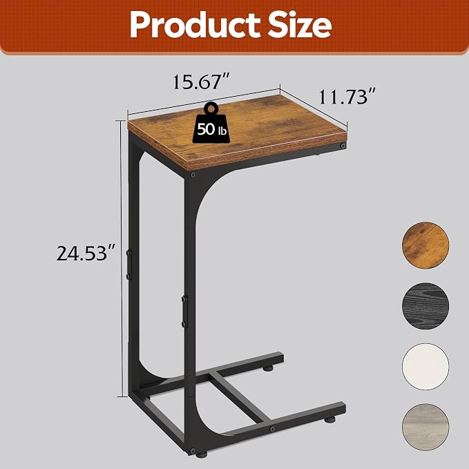 WLIVE C Shaped End Table, Small Couch Side Tables - Image 3