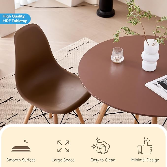 5-Piece Round Dining Table Set, Small 31.5" Kitchen Table Chairs Set of 4 Space - Image 3