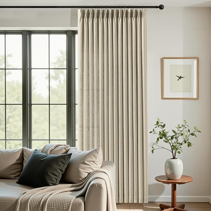 Pinch Pleated Linen Curtains 84 Inch Length 2 Panels Set, Light Filtering Linen - Image 5