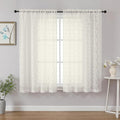 Chyhomenyc Ivory Short Curtains 45 Inch Length 2 Panels, Light Filtering Leaf by Chyhomenyc