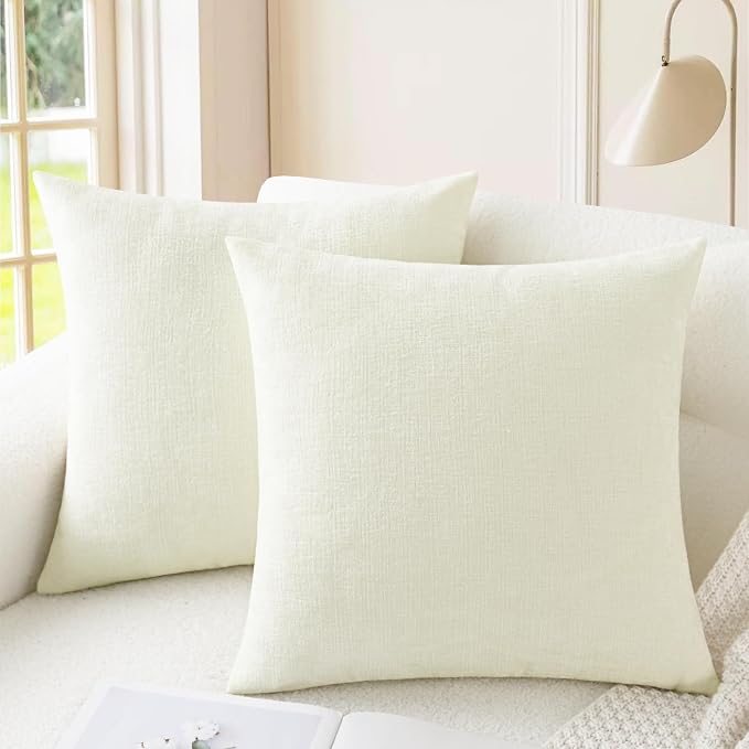 CaliTime Throw Pillow Covers Decorative 22 X 22 Inches Pack of 2 Cozy Chenille by CaliTime
