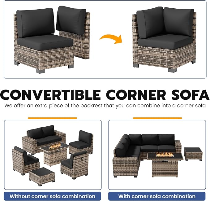Patio Furniture Set, Wide Armrest Outdoor Furniture Set - Image 3