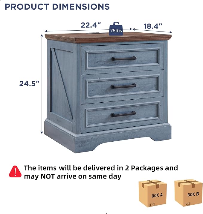 ACCOHOHO Farmhouse Nightstands Set of 2, 22 Inch Wide End Table - Image 3