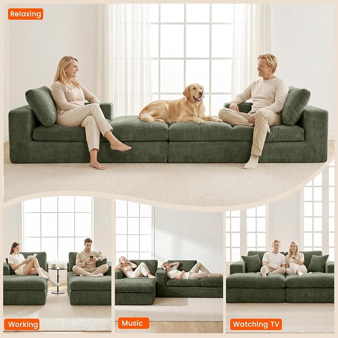 80.7" Oversized Double Chaise Lounge Chair Indoor, Cloud Boneless Sleeper Sofa - Image 8