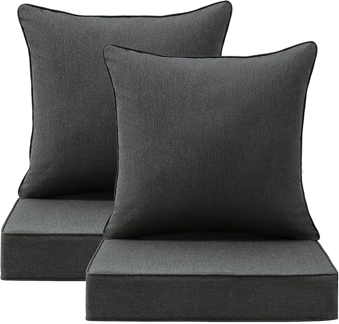 Sunbrella Outdoor Deep Seat & Back Cushion Set, 24 x 24 Inch Water Repellent by Supflourishia