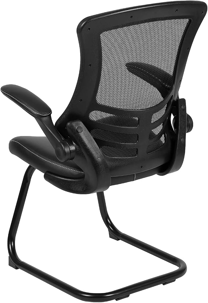 Flash Furniture Kelista Black Mesh Sled Base Side Reception Chair - Image 5