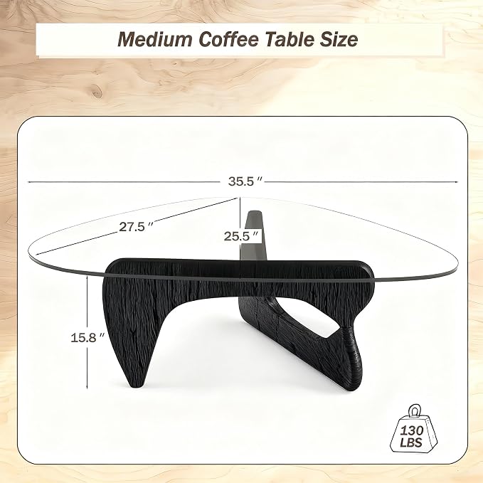 Modern Coffee Table for Living Room, 35.8" Minimalist Black Center Table - Image 2