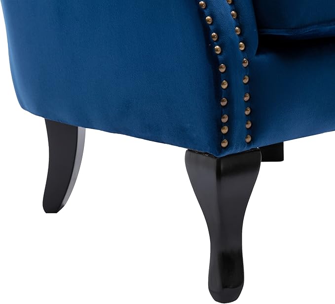Mid Century Modern Accent Chair Upholstered Armchair Comfy Velvet Fabric Single - Image 6
