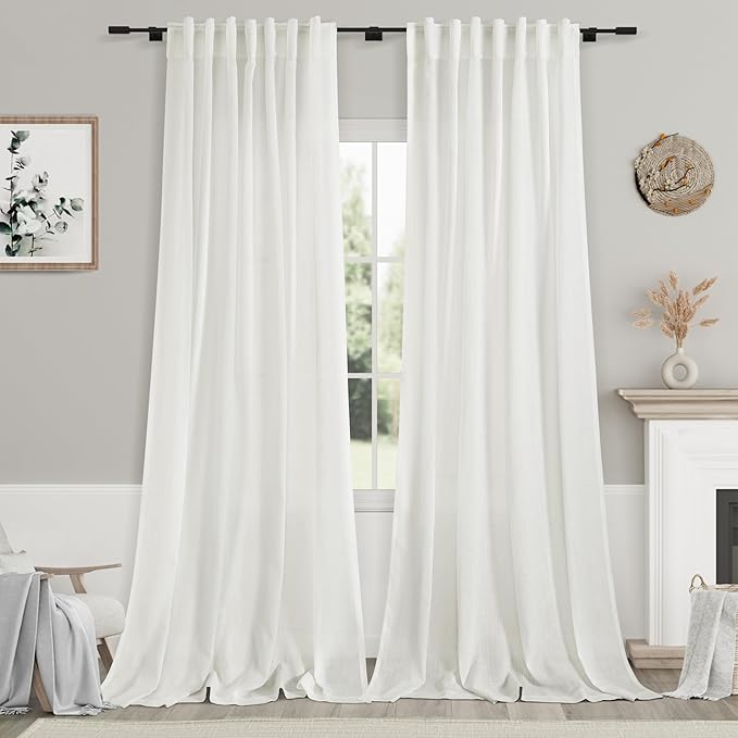 Natural Linen 102 Inch Long Curtains by Nanspring