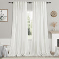 2 Panels Set Ivory Linen Curtains 105 Inches Long by Nanspring