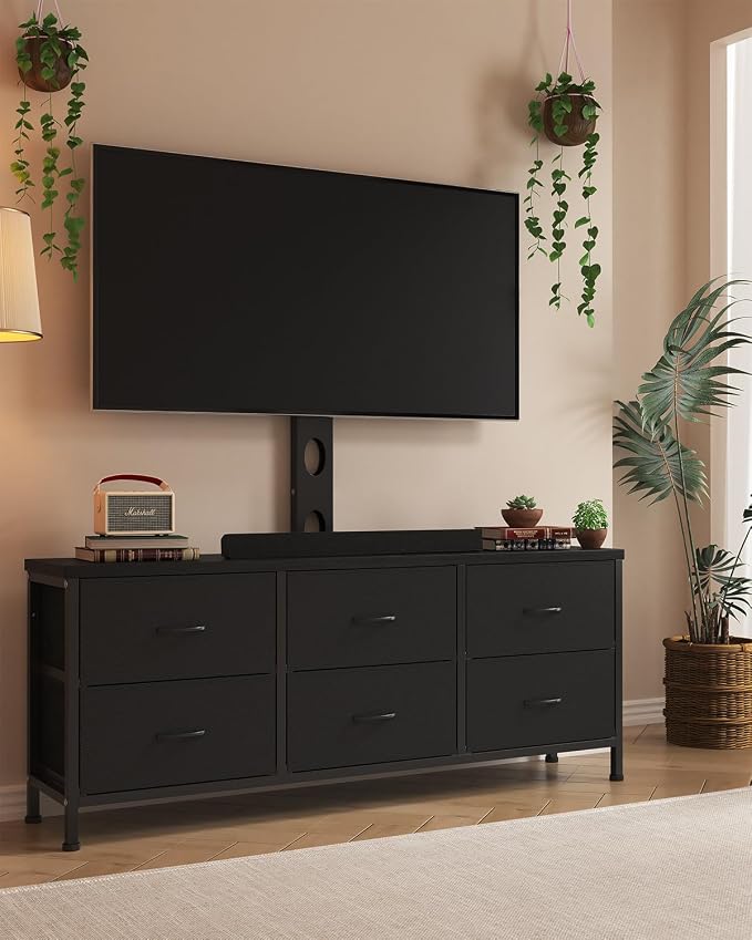 TV Stand with Mount, Fabric Dresser with 6 Drawers by Unknown