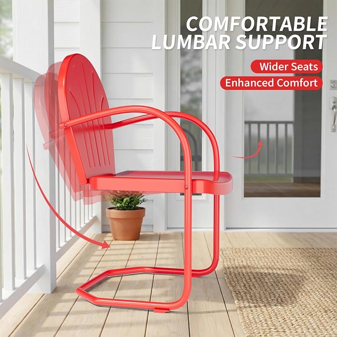 3 Piece Bistro Set, Anti-Rust Table and Chairs Set of 2, Waterproof Retro Metal - Image 5