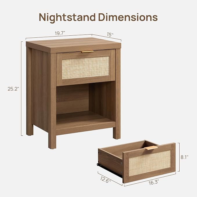 SICOTAS Rattan Nightstands Set of 2 - Image 3