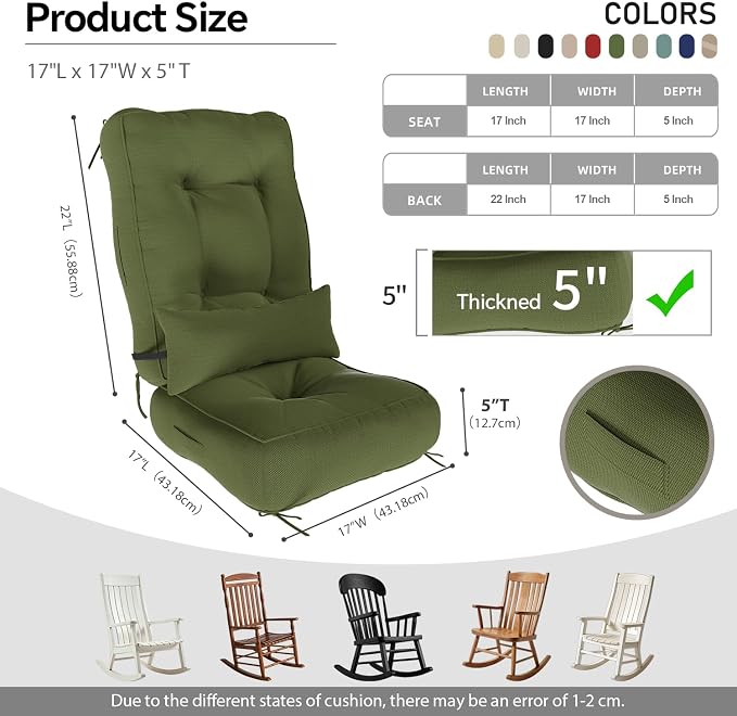 Rocking Chair Cushions with Pillow, Waterproof and Fade-Resistant Thicken - Image 2