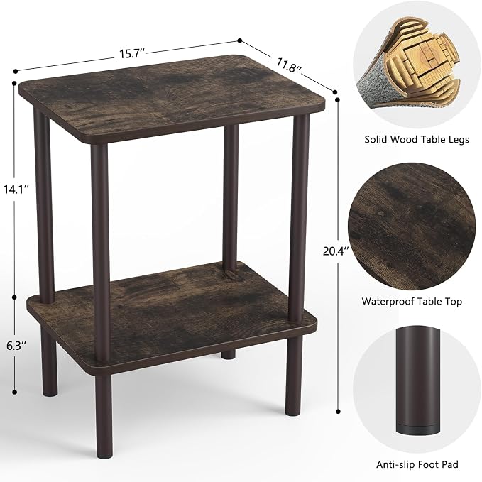 Apicizon 2 Tier End Table Set of 2, Small Side Table - Image 2