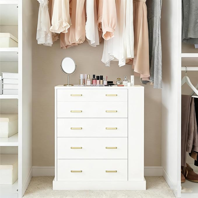 Drawer Dresser with LED Lights and Open Shelves, Modern Tall Chest of Drawers - Image 3