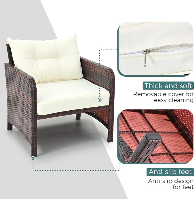 Pamapic 5 Pieces Patio Furniture Set, Rattan Balcony Furniture - Image 4