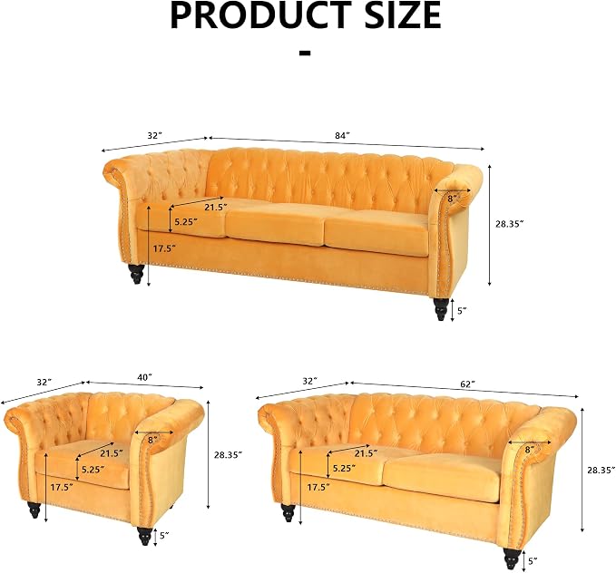AVZEAR Chesterfield Loveseat, Modern Velvet Sofa Tufted Couch 2 Seater - Image 2