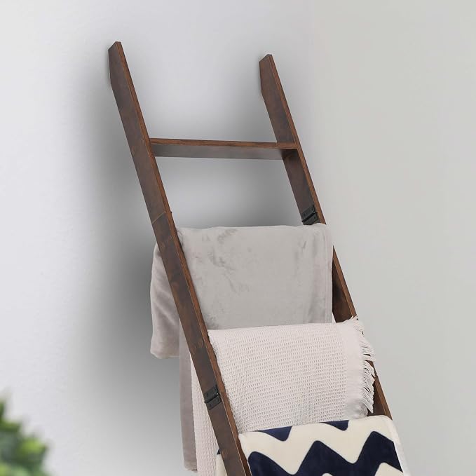 Blanket Ladder for Living Room and Bedroom, 5ft 8 inch, 6-Tier Wall Leaning - Image 6