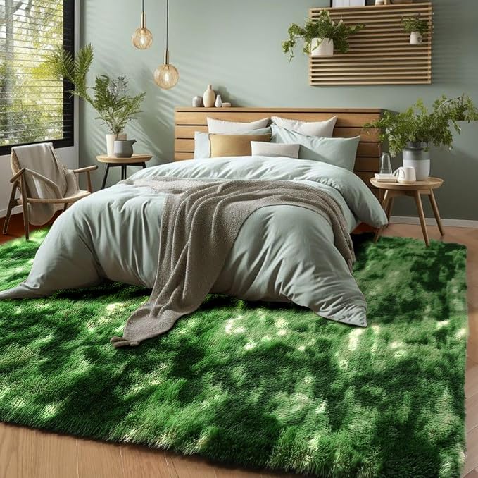 PAGISOFE Area Rugs for Bedroom 4x6, Fluffy Dark Green Rugs for Living Room - Image 5