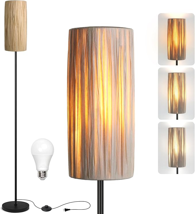 Ruiever Floor Lamp for Living Room, Rattan Boho Floor lamp, Modern Standing lamp by Ruiever
