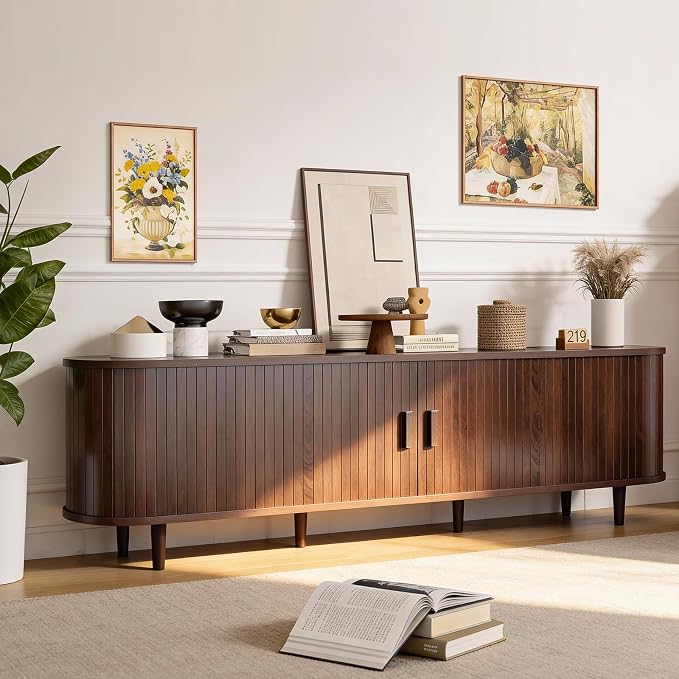 70" Mid Century Modern TV Stand, Wood TV Consoles - Image 8
