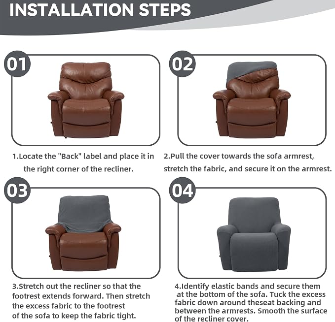 Cupuamon Recliner Chair Covers, Lazy Boy Recliner Covers Stretch Reclining - Image 6
