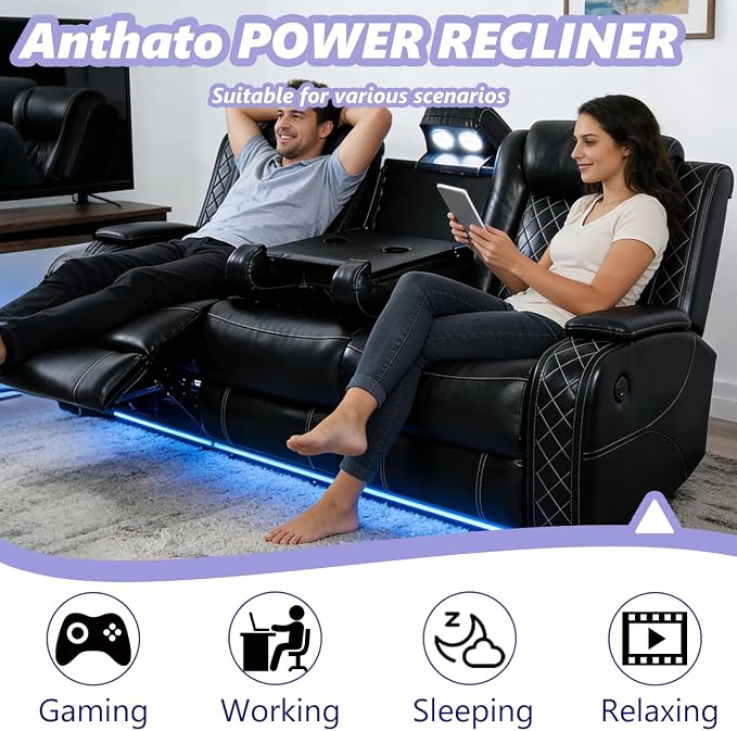 Power Reclining Sofa Set, Luxury Recliner Sofa & 2 Chairs - Image 4