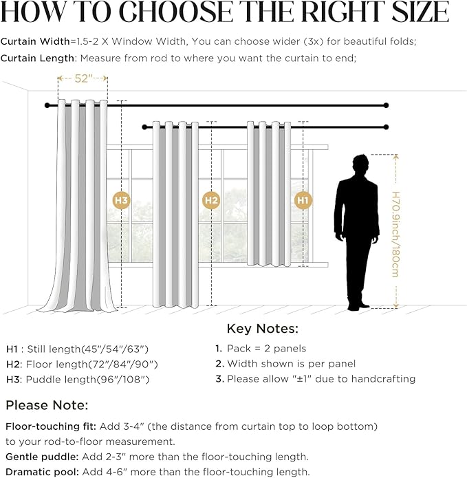 CUCRAF Light Blue Blackout Curtains 72 inch Length 2 Panels Set, Rod Pocket - Image 9