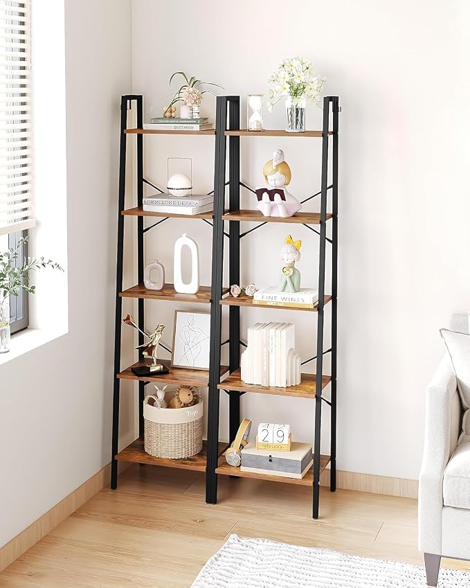 Hzuaneri Ladder Shelf, Bookshelf Bookcase, Freestanding Corner Storage Shelve - Image 3