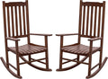 Flamaker Acacia Wood Patio Rocking Chair Set of 2, High Back and Widen Armrest by Flamaker