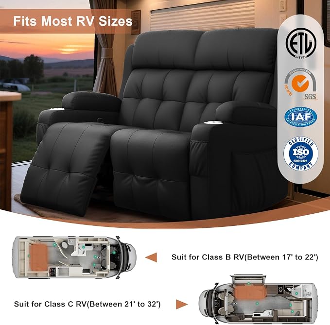 Home Theater Seating Loveseat Recliner Sofa, Wall-Hugger Reclining Couch - Image 5