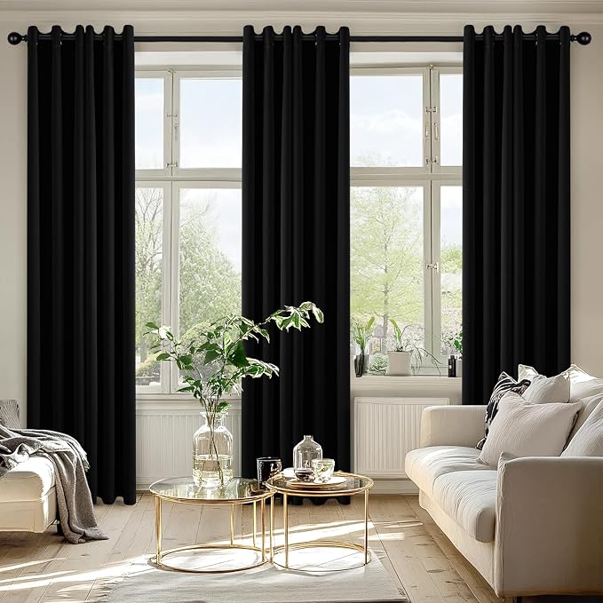MIULEE Black Blackout Curtains for Bedroom Living Room 78 Inches Long 2 Panels - Image 6