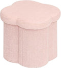 Boucle Storage Ottoman Cube, 13.8" Flower-Shaped Footstool by Unknown