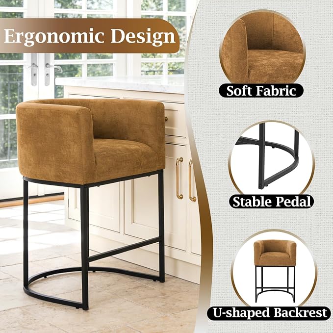 ClinQ 26" H Counter Height Bar Stools Set of 1, Modern Barrel Counter Stools - Image 3