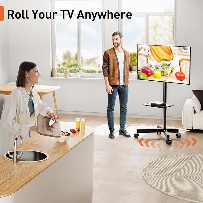 Perlegear Rolling TV Stand for 23-60 Inch LED Flat Screen/Curved TVs up to 88lbs - Image 5