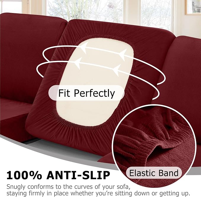 Arfntevss Velvet Sectional Couch Covers L Shape Couch Cushion Covers Slipcovers - Image 4