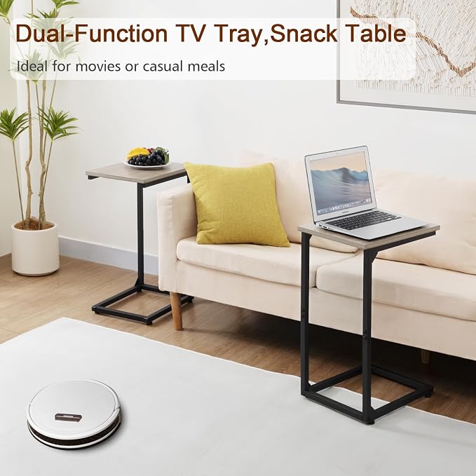 AMHANCIBLE C Shaped End Table, Slide Under Couch Table - Image 5