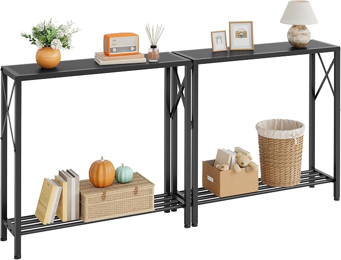 Tajsoon 2 Pack Console Table, 2 Tier Small Hallway Table, Narrow Sofa Table by Tajsoon