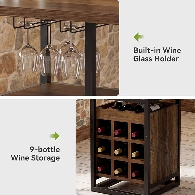 LITTLE TREE Square Bar Table, Wine Bar Cabinet - Image 5