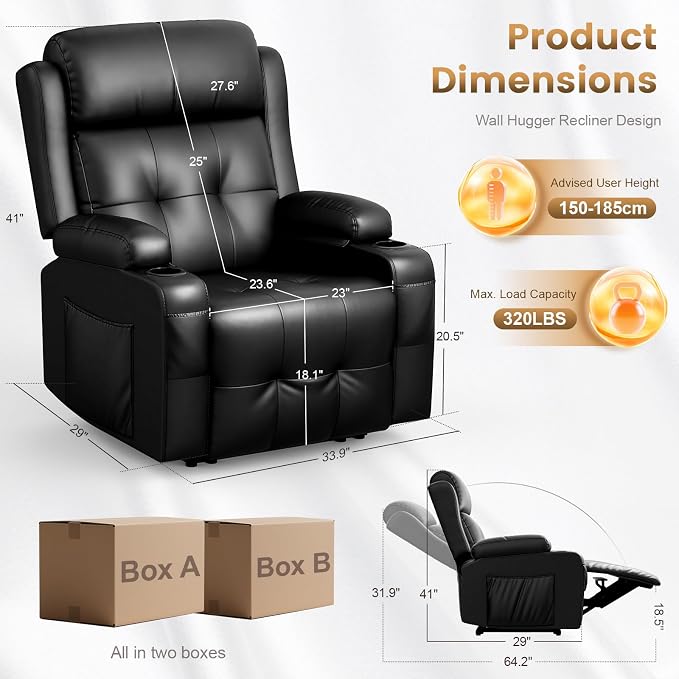 Home Theater Seating Power Recliner Chair, Massage Reclining Sofa - Image 2